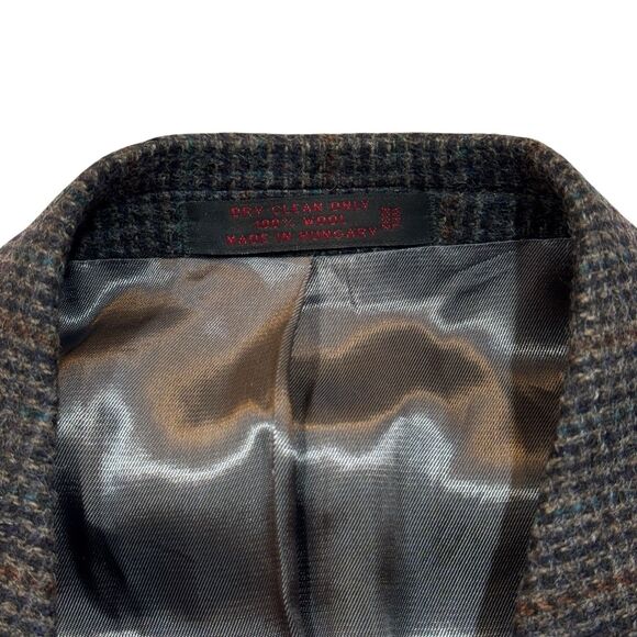Tweed Windowpane Wool Sport Coat—André Villard Paris 44S Vintage Hungary - Picture 9 of 15